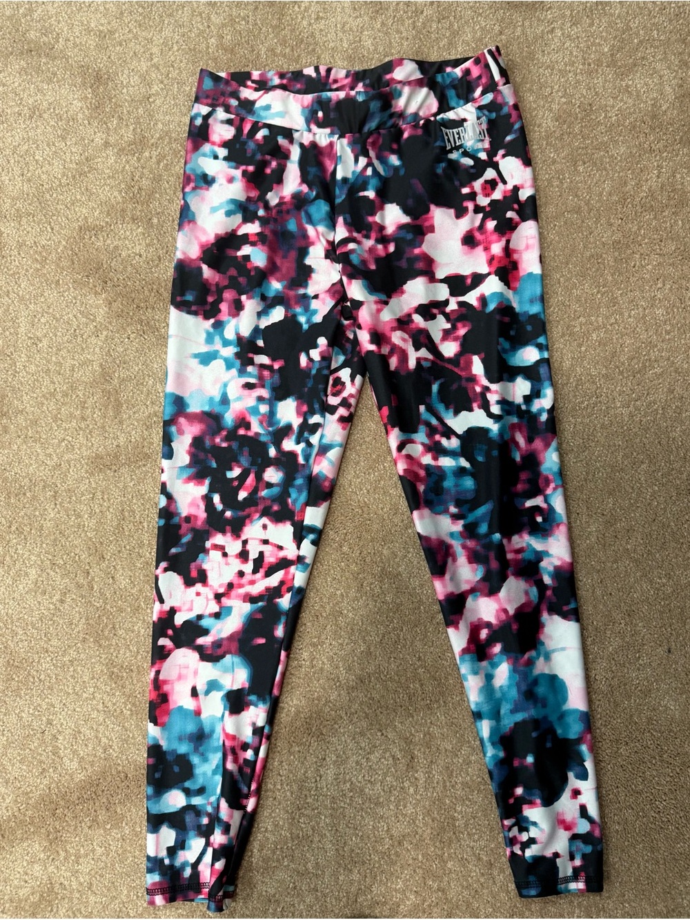 Everlast Black Pink Blue Abstract Print Leggings